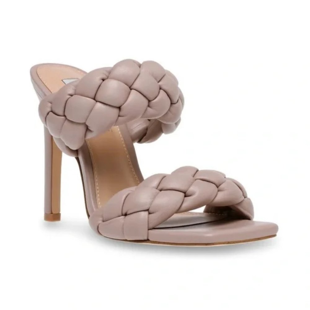 Steve Madden Kenley Braided Woven Sandal Heels Taupe US Size 10